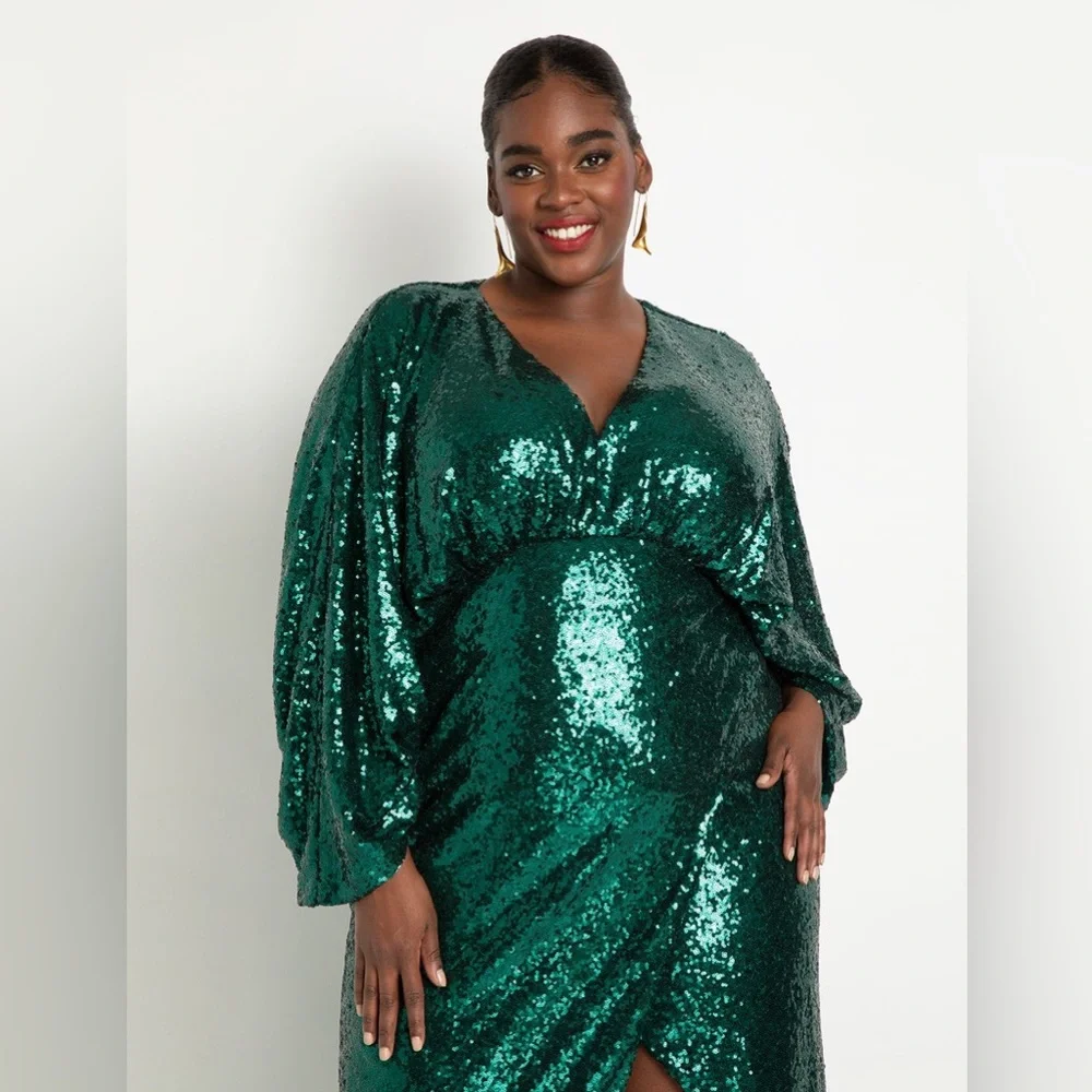 Dolman Sleeve Sequin Dress - Picture 2 of 3